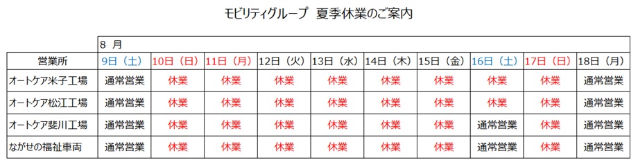 モビリティグループ夏季
